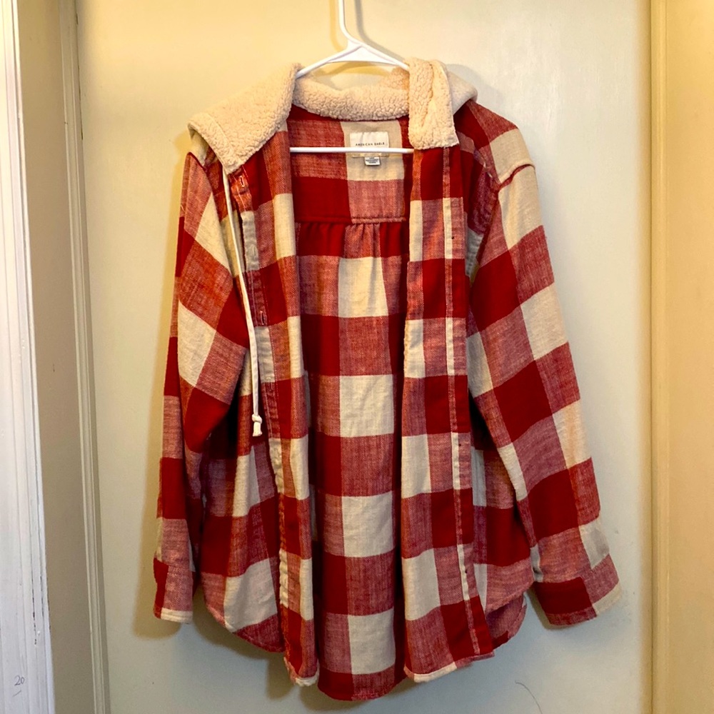 Euc AE flannel with Sherpa hood size large. This is oversized